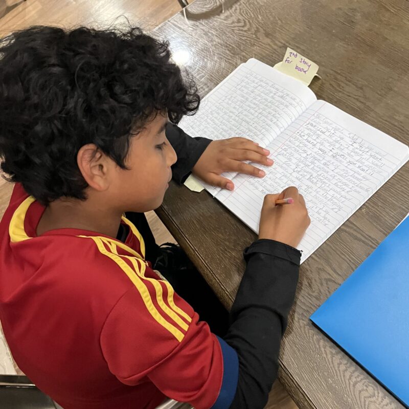 Student writing in a journal